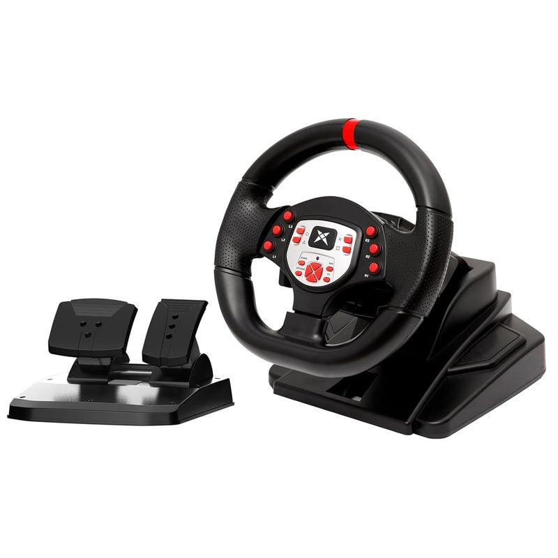 DOYO Gaming Steering Wheel and Pedals, 180° PC Racing Wheel with Paddle Shifters for PS3, Playstation 3, Switch, PS4 - Plug and Play, Height and Tilt Adjustable - Image 1